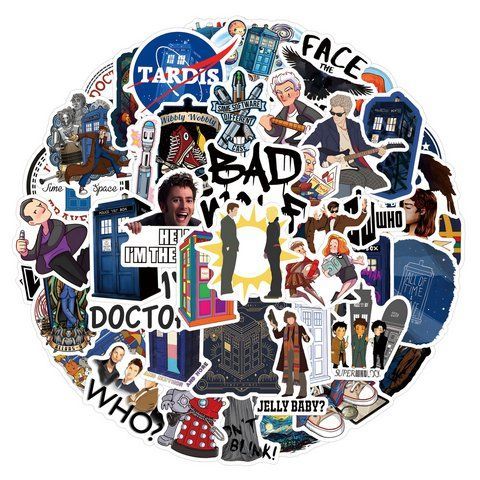 Стікерпак Доктор Хто Набір наклейок GeekLand Doctor Who 55 штук X546 2881874723 фото