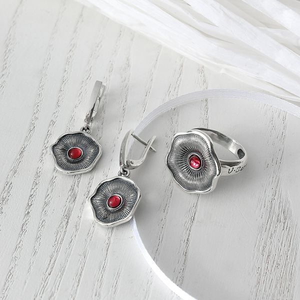 Серьги серебряные Мальва Rose 925 Флора 104-11504S07-5093s фото
