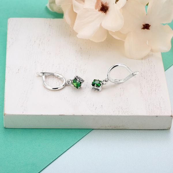 Сережки срібні з підвісками Мерехтіння Emerald 925 Zirkon 2749348273 фото