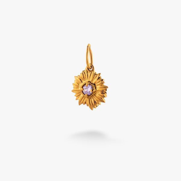 Кулон серебряный с позолотой Подсолнух Lavender 925 Gold Zirkon 2640498364 фото