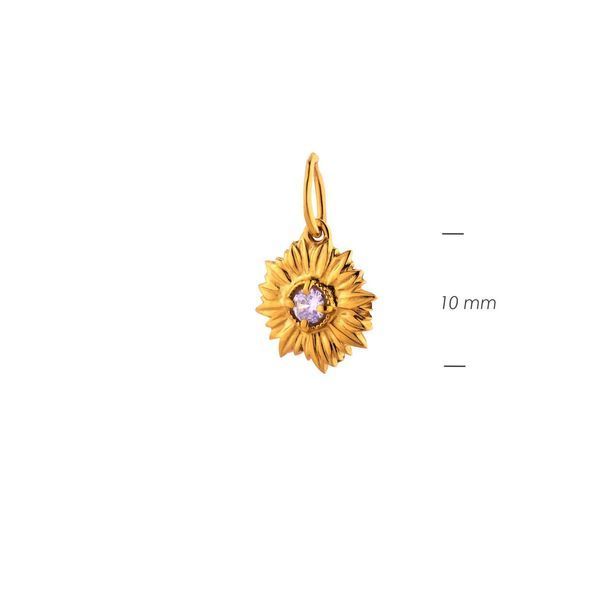 Кулон серебряный с позолотой Подсолнух Lavender 925 Gold Zirkon 2640498364 фото