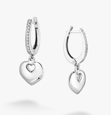 Сережки срібні із сердечками Флірт 925 Rhodium 2564746415 фото