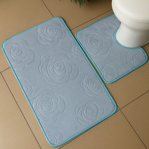 Набор 3Д ковриков в ванную комнату Rose Blue Luxury 2 шт Blue 2668096511 фото