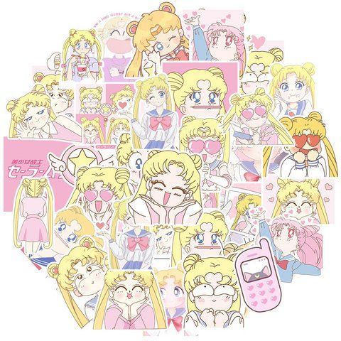Стікерпак Сейлор Мун Набір наклейок GeekLand Sailor Moon 50 штук 2881874873 фото
