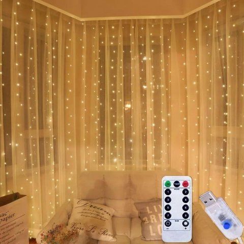 Гірлянда світлодіодна роса водоспад 300 LED, 3х3 м (Золото) з USB 2090693834 фото