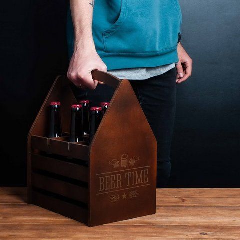 Ящик для пива "Beer time" для 6 пляшок, Коричневий, Brown, англійська BD-box-34 фото