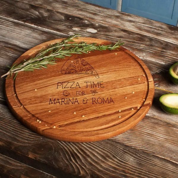 Доска для нарезки "Pizza time" 35 см именная, англійська BD-WD-02 фото