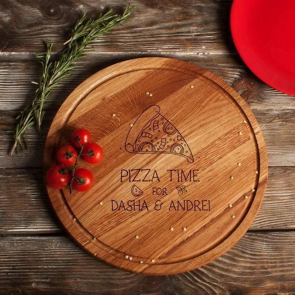 Доска для нарезки "Pizza time" 35 см именная, англійська BD-WD-02 фото
