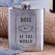 Фляга стальная "Boss №1 of the world", английский, Деревянная подарочная коробка 2603883400 фото 1