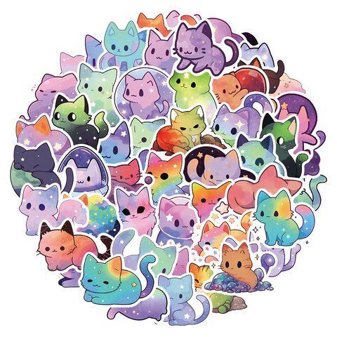 Стикерпак Космические котики Набор наклеек GeekLand Space cats 50 штук 2881874821 фото