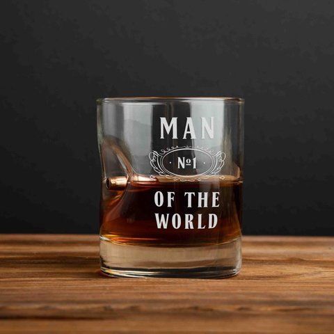 Склянка з кулькою "Man No1 of the world" для віскі, англійська, Дерев'яна подарункова коробка з гравіюванням 2603809081 фото