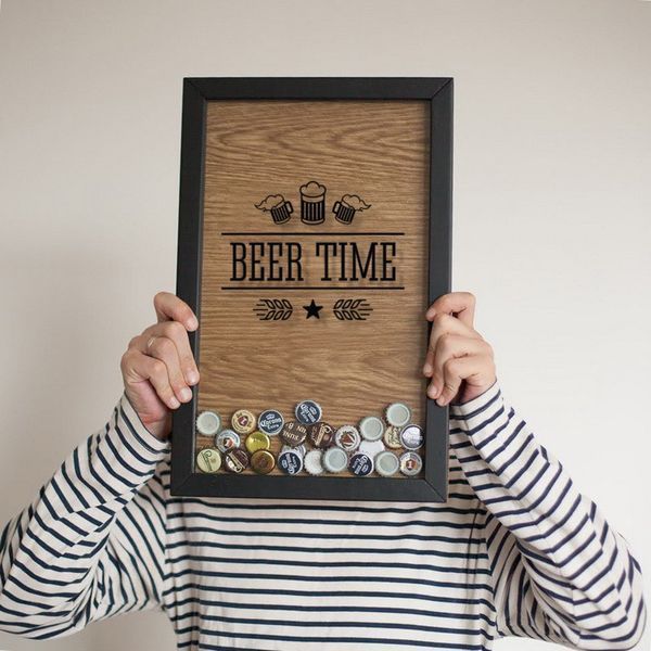 Рамка для пивных крышек "Beer time", Чорный-коричневый, английский 2603875805 фото