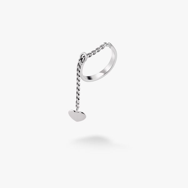 Срібне кільце з підвіскою-серцем на ланцюжку Аура Любові 925 Rhodium (Ш) 17 розмір 2640498373 фото
