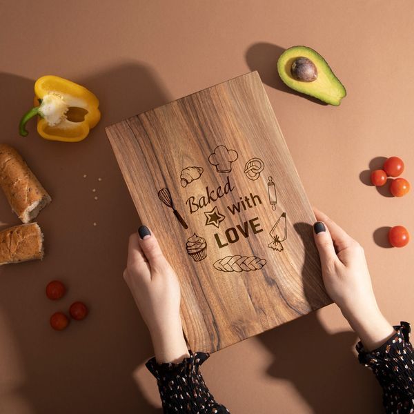 Доска разделочная S "Baked with love" из ореха, англійська BD-wd-124 фото