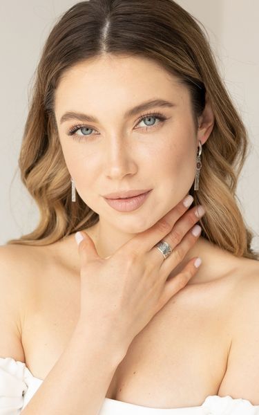 Серьги этнические серебряные с орнаментом Гаивка Light Amethyst 925 Птах 153-S01-5145s фото