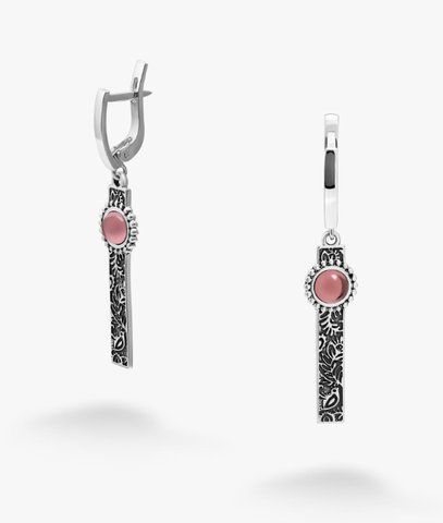 Серьги этнические серебряные с орнаментом Гаивка Light Amethyst 925 Птах 153-S01-5145s фото