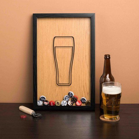 Рамка скарбничка "Beer" для кришок, Чорний-коричневий, англійський 2603847197 фото
