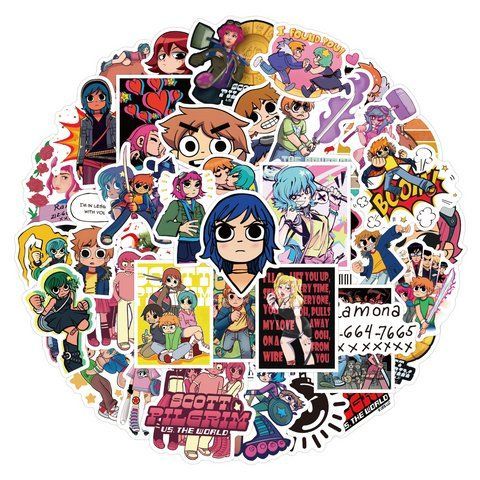 Стикерпак Скотт Пилигрим Набор наклеек GeekLand Scott Pilgrim 55 штук 2940357019 фото