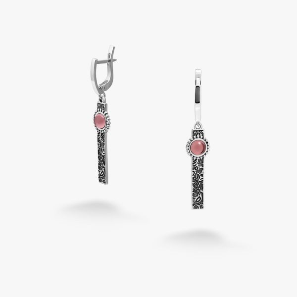 Серьги этнические серебряные с орнаментом Гаивка Light Amethyst 925 Птах 153-S01-5145s фото