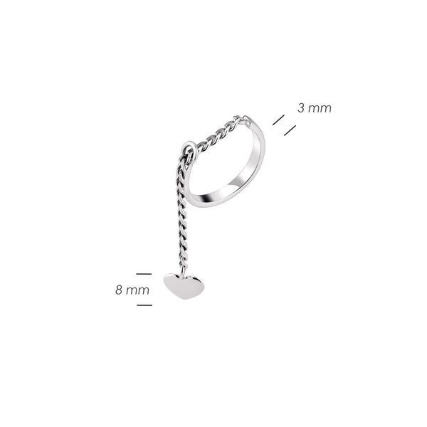 Срібне кільце з підвіскою-серцем на ланцюжку Аура Любові 925 Rhodium (Ш) 19.5 розмір 2640498368 фото