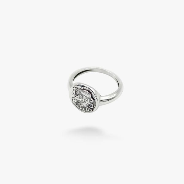 Кільце срібне античне Сова Афіни mini 925 16 розмір 46-12402S-5075k фото