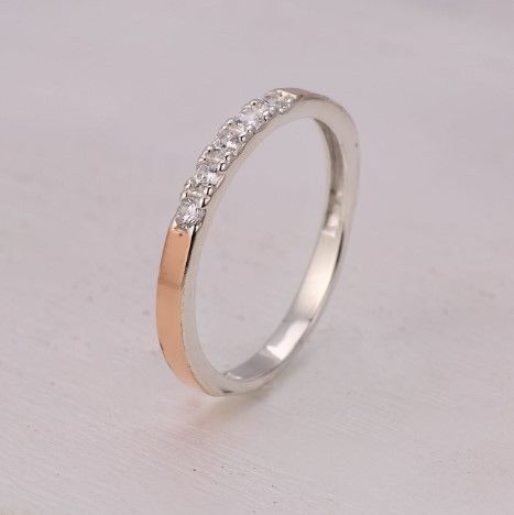 Кільце срібне із золотою накладкою і фіанітами чуття 925 19 розмір 2564746446 фото