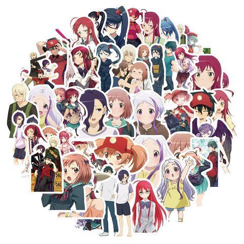 Стікерпак Сатана на заробітках! Набір наклейок GeekLand Hatariku Maou-sama! 50 штук 2881874733 фото