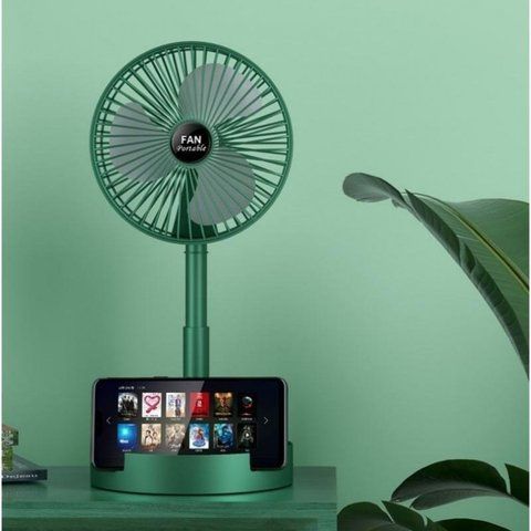 Складной вентилятор аккумуляторный на ножке Telescopic Folding Fan с USB зарядкой Green 2580116614 фото
