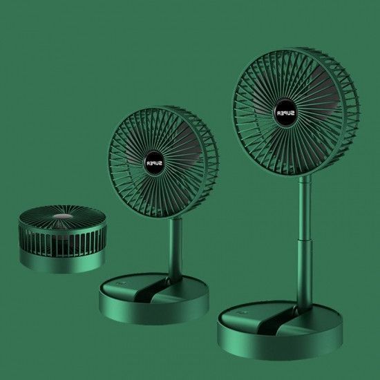 Складной вентилятор аккумуляторный на ножке Telescopic Folding Fan с USB зарядкой Green 2580116614 фото