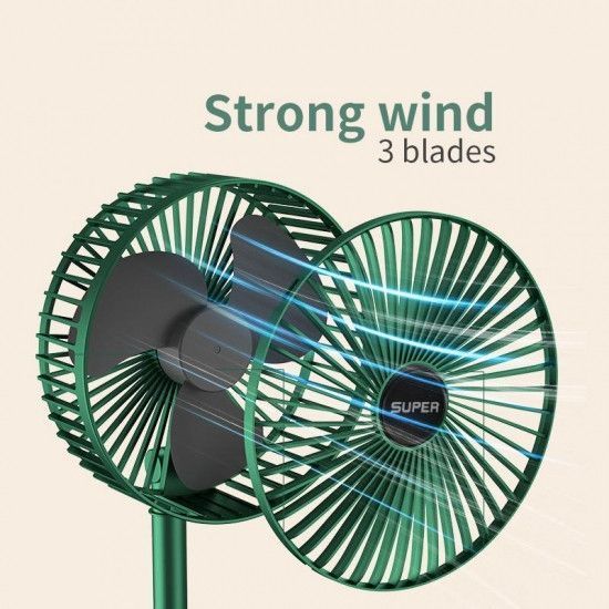 Складной вентилятор аккумуляторный на ножке Telescopic Folding Fan с USB зарядкой Green 2580116614 фото