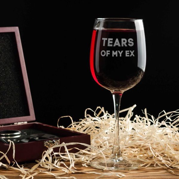 Бокал для вина "Tears of my ex", английский, Крафтовая коробка 2603895613 фото