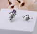 Сережки пусети срібні у формі птиці Соловейко Amethyst 925 Zirkon 2508339946 фото 1