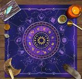 Скатерть для карт таро "Зодиак" 75х75 см фиолетовая 2351504429 фото