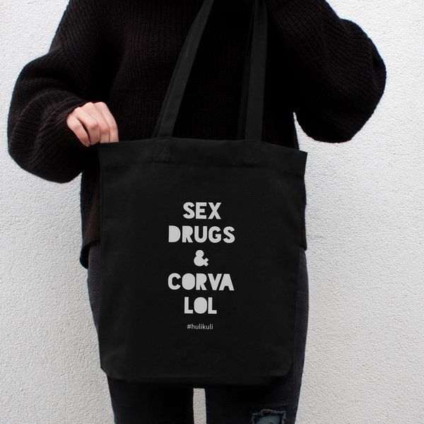 Экосумка "Sex drugs corvalol", Черный, английский 2603862714 фото