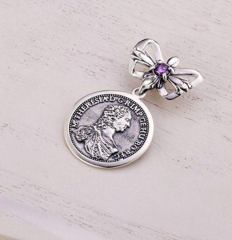 Кулон дукач серебряный Мария Терезия Amethyst малый 925 Zirkon 2727471429 фото