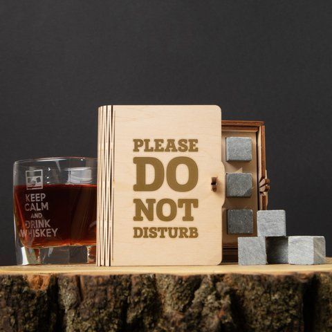 Камни для виски "Please do not disturb" 6 штук в подарочной коробке, английский 2603816583 фото
