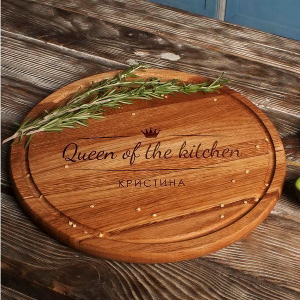 Доска для нарезки "Queen of the kitchen" 35 см персонализированная, англійська BD-wd-26 фото