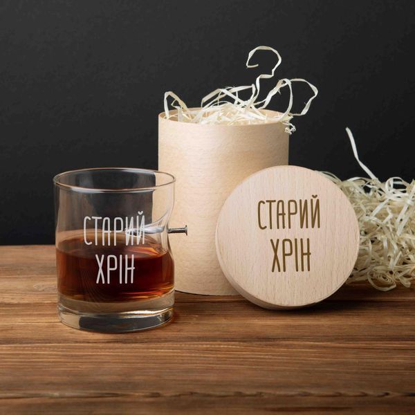 Стакан с гвоздем "Старий хрін" в тубусе из шпона 2603895565 фото