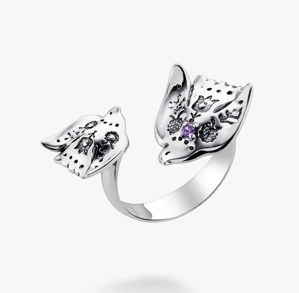 Кільце срібне роз'ємне Пташка-Заряниця Ametist 925 Zircon 17-17,5 розмір 2911958458 фото